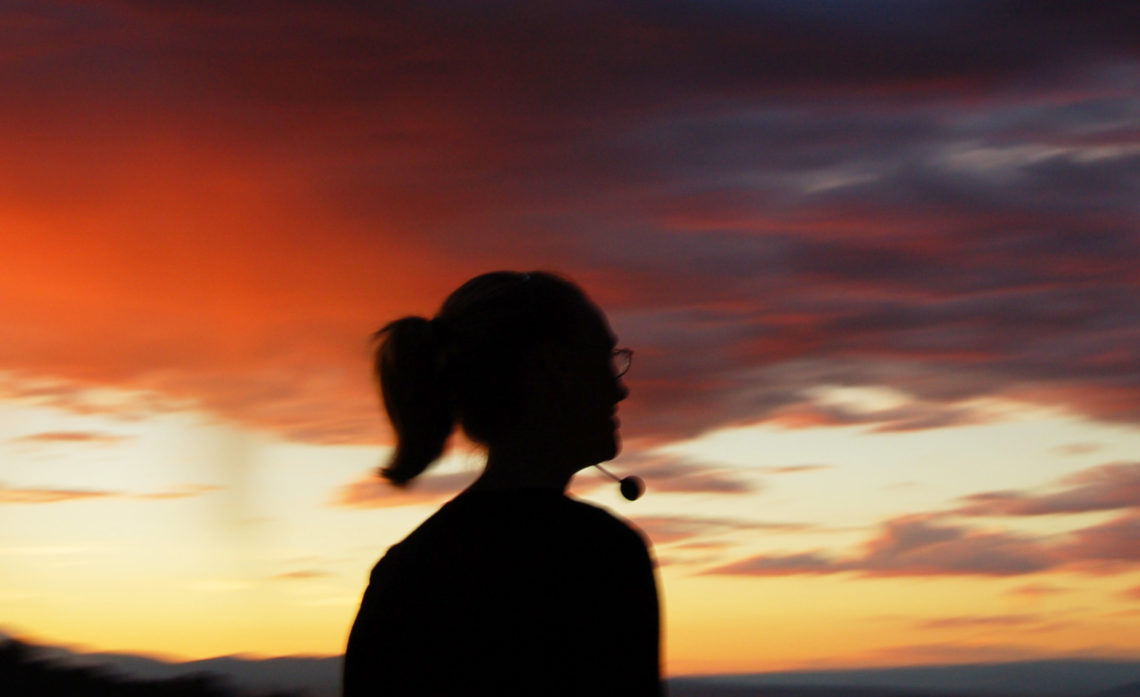 Stage manager in silhouette