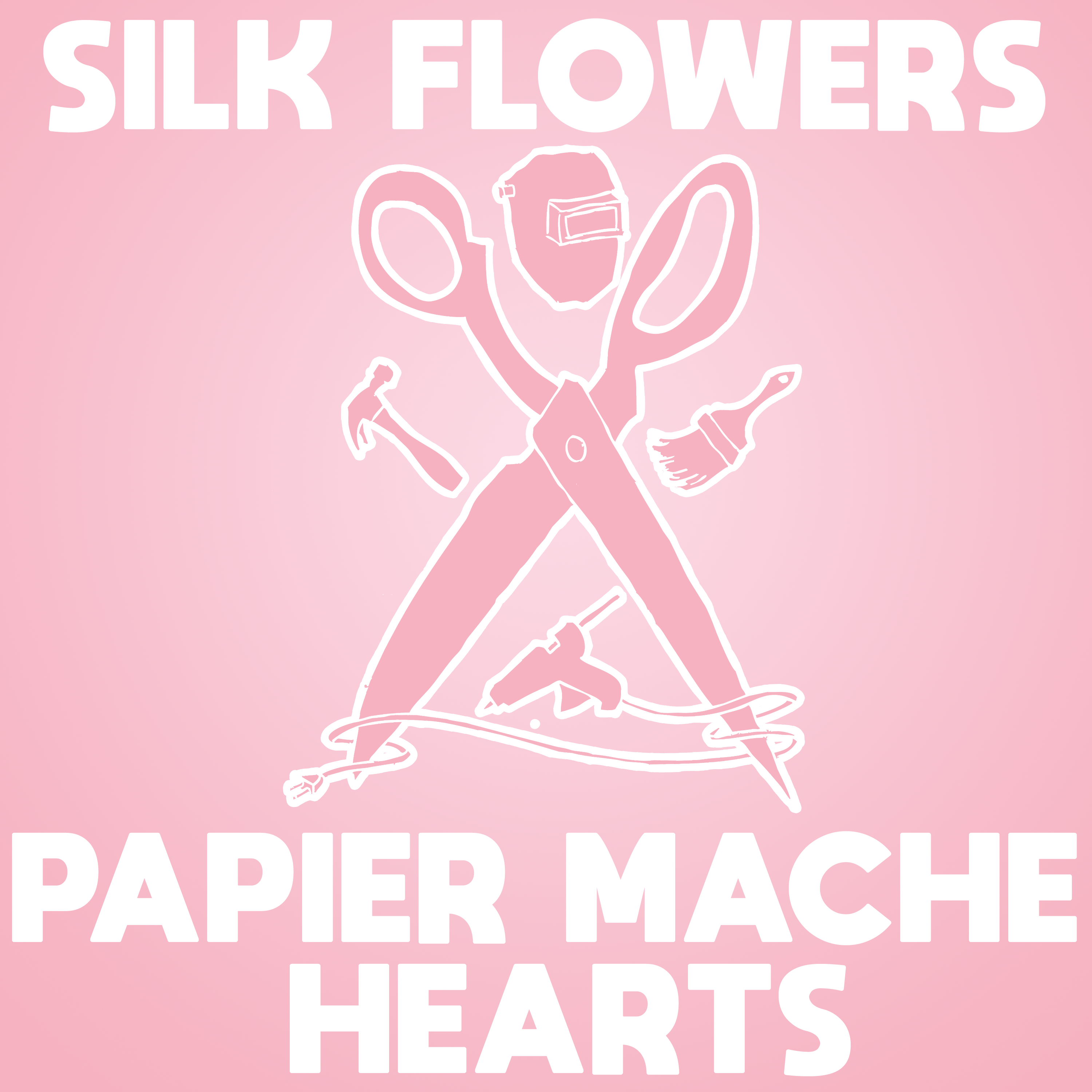 Silk Flowers and Papier Mache Hearts